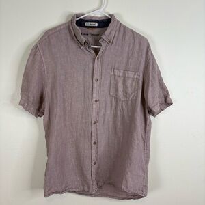 Taylor Vintage Men’s Purple Short Sleeve Button Down Linen Shirt